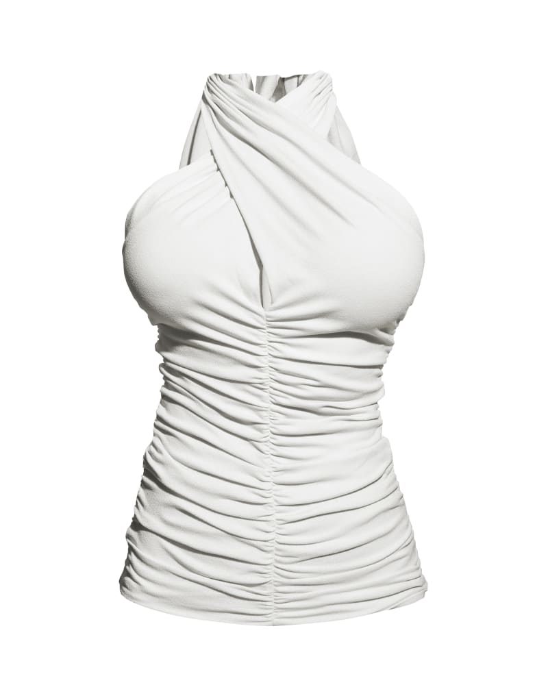 Front of a size 3XL CATHERINE CROSSOVER TOP in Buttercream by AS by DF. | dia_product_style_image_id:285870